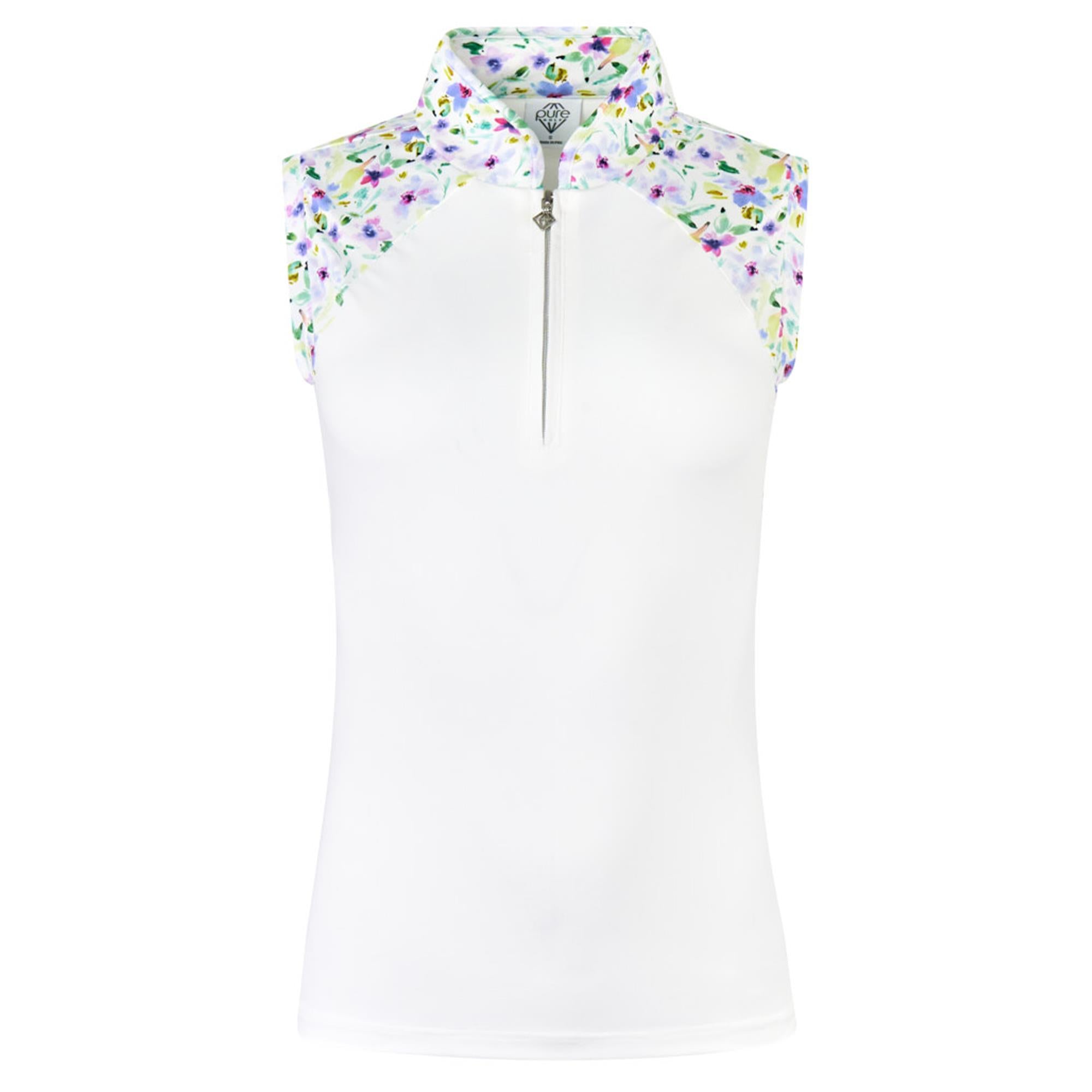 Pure Golf Freda Sleeveless Ladies Golf Polo Shirt Ethereal Bouquet